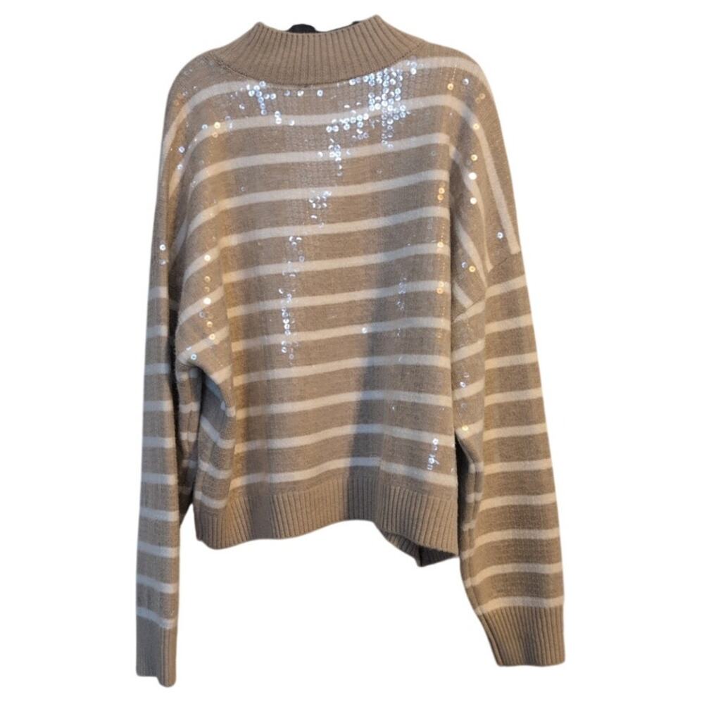 Truth by Republic Sequin Stripe Sweater XL NWT Brown White Retail $108 - Picture 5 of 5